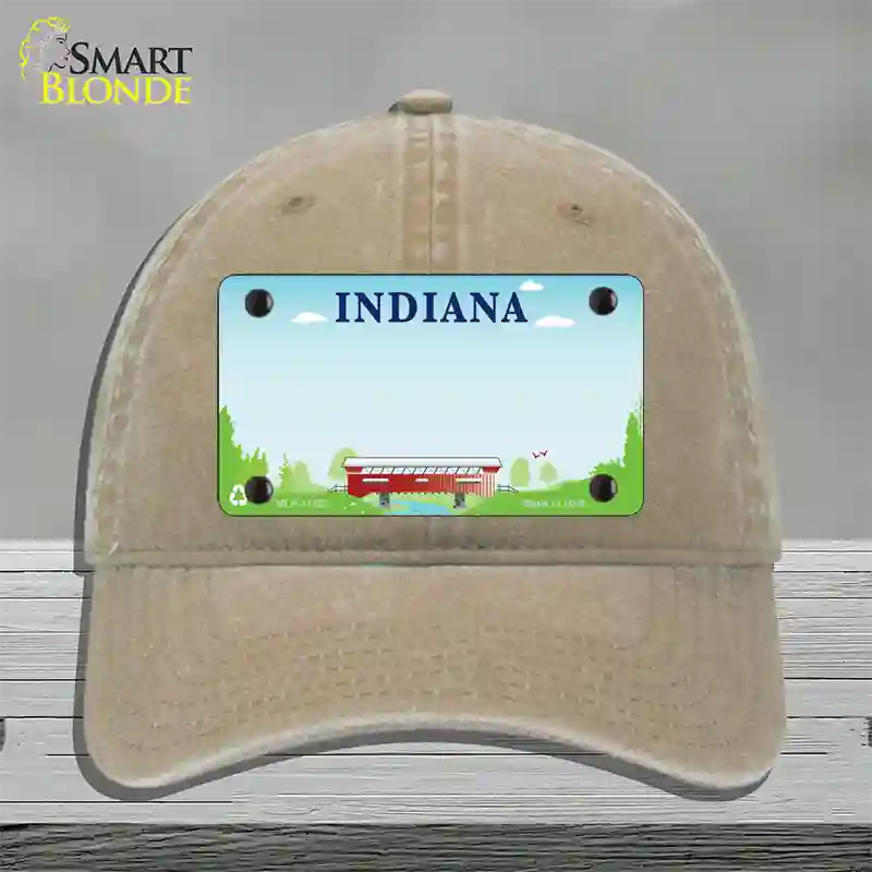 Indiana Recycle State Blank Novelty License Plate Hat Unconstructed Cotton / Khaki