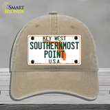 Key West Southernmost Point Novelty License Plate Hat Unconstructed Cotton / Khaki