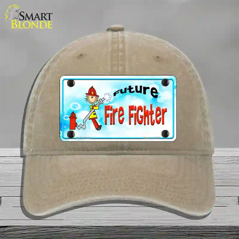 Future Fire Fighter Novelty License Plate Hat Unconstructed Cotton / Khaki