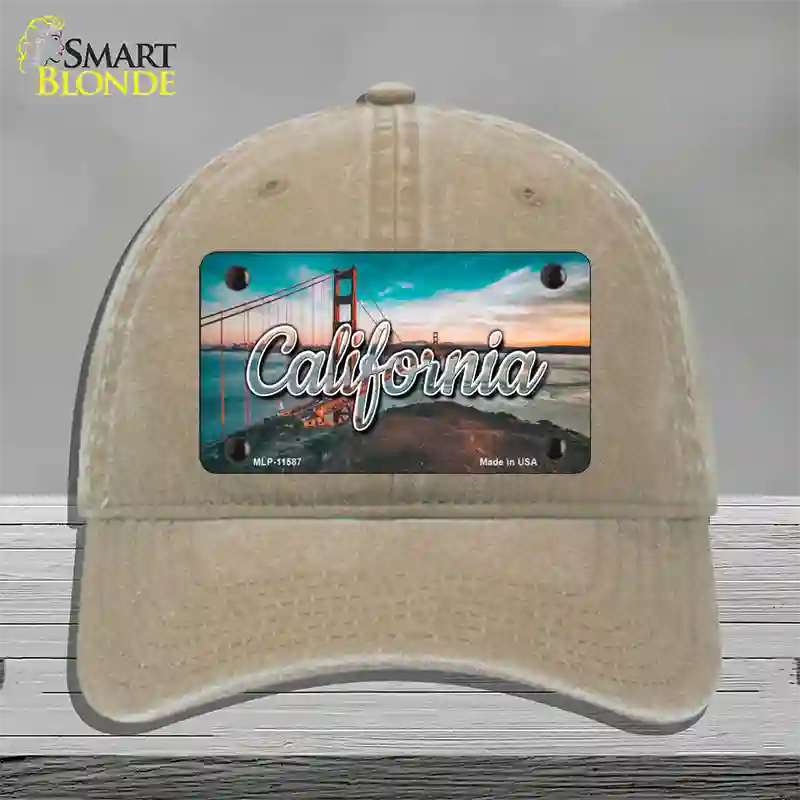 California Golden Gate Bridge State Novelty License Plate Hat Unconstructed Cotton / Khaki