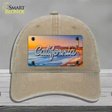 California Beach State Novelty License Plate Hat Unconstructed Cotton / Khaki