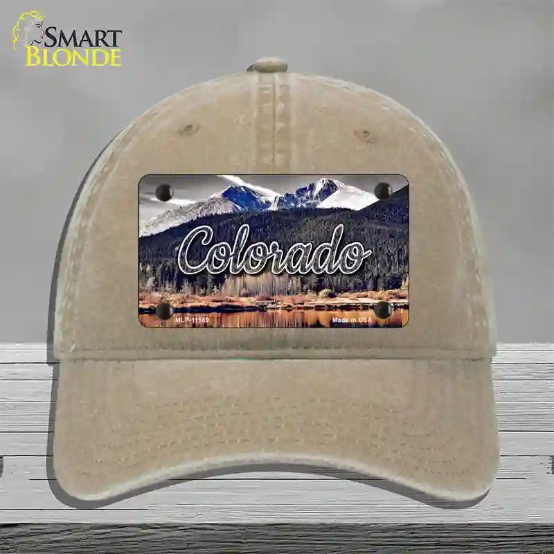 Colorado Forest and Mountains State Novelty License Plate Hat Unconstructed Cotton / Khaki