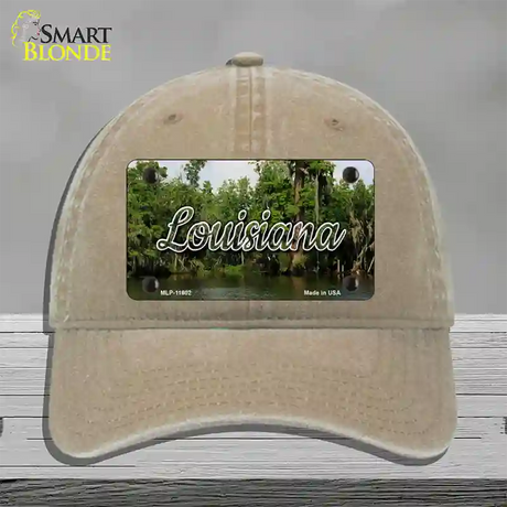 Louisiana Swamp State Novelty License Plate Hat Unconstructed Cotton / Khaki