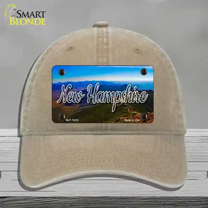 New Hampshire Mountain Range State Novelty License Plate Hat Unconstructed Cotton / Khaki