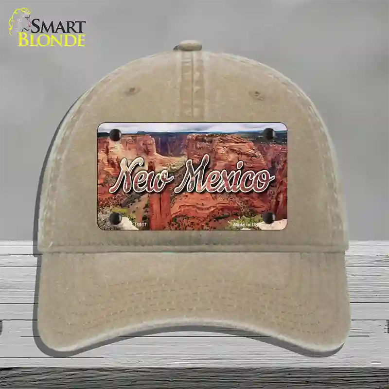 New Mexico Red Canyon State Novelty License Plate Hat Unconstructed Cotton / Khaki