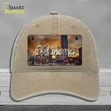 Oklahoma Sunset Skyline State Novelty License Plate Hat Unconstructed Cotton / Khaki