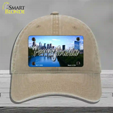 Pennsylvania Delaware City Skyline State Novelty License Plate Hat Unconstructed Cotton / Khaki