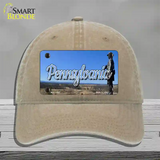 Pennsylvania Gettysburg Statue State Novelty License Plate Hat Unconstructed Cotton / Khaki