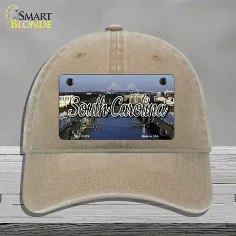 South Carolina City Bridge State Novelty License Plate Hat Unconstructed Cotton / Khaki