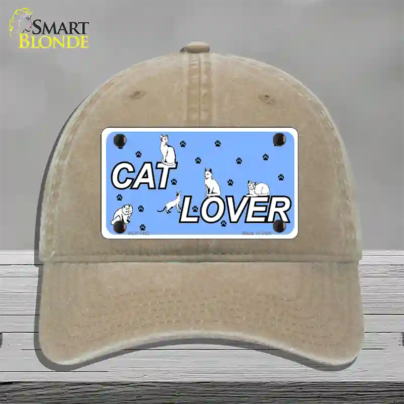 Cat Lover Novelty License Plate Hat Unconstructed Cotton / Khaki