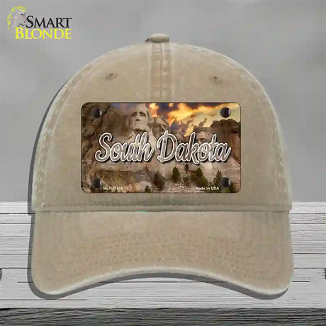 South Dakota Mt Rushmore State Novelty License Plate Hat Unconstructed Cotton / Khaki