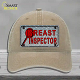 Breast Inspector Novelty License Plate Hat Unconstructed Cotton / Khaki