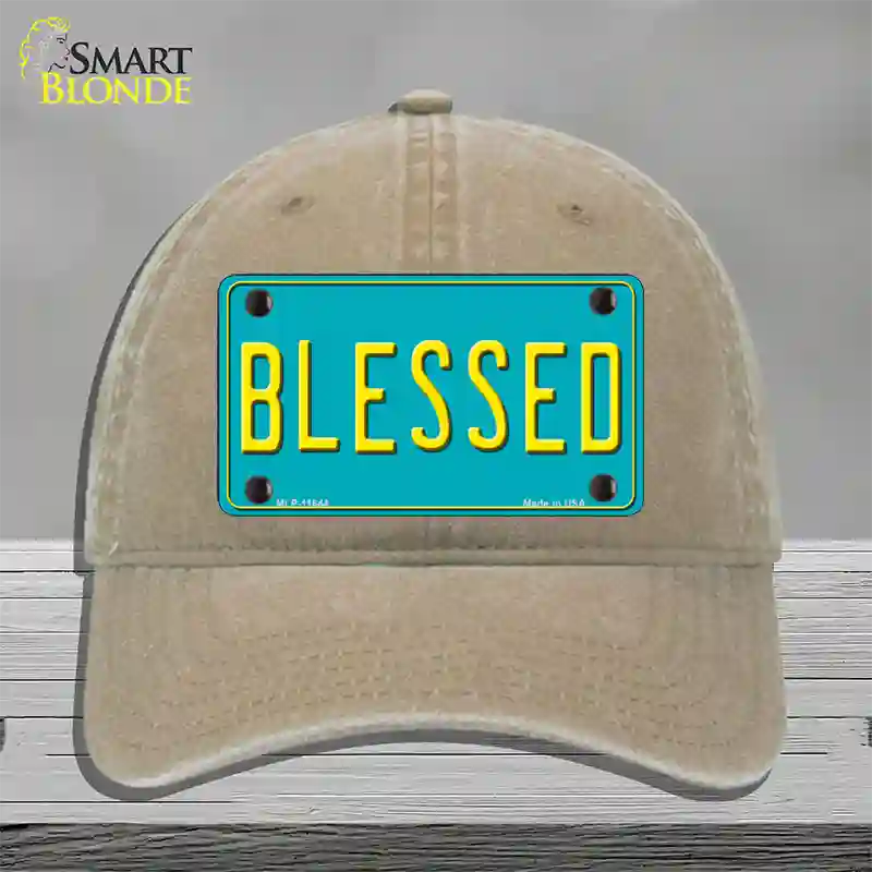 Blessed Novelty License Plate Hat Unconstructed Cotton / Khaki