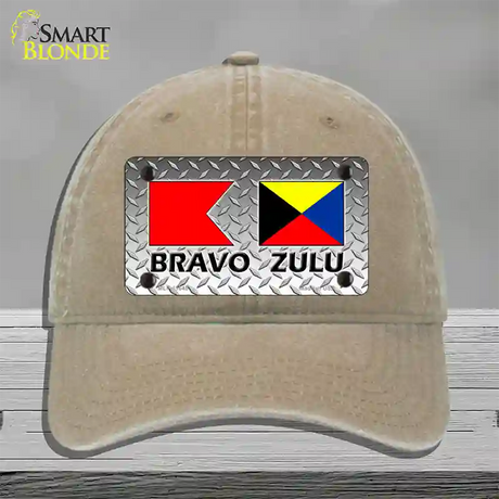 Bravo Zulu Novelty License Plate Hat Unconstructed Cotton / Khaki