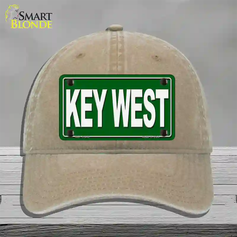 Key West Novelty License Plate Hat Unconstructed Cotton / Khaki