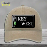 Key West Highway Sign Novelty License Plate Hat Unconstructed Cotton / Khaki