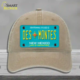 Des Montes Teal New Mexico Novelty License Plate Hat Unconstructed Cotton / Khaki