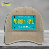 Arroyo Hondo Teal New Mexico Novelty License Plate Hat Unconstructed Cotton / Khaki