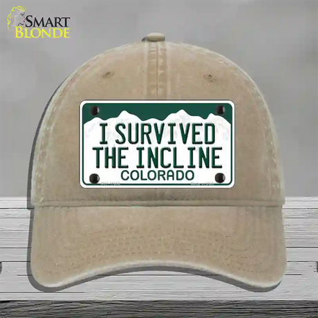 I Survived The Incline Colorado Novelty License Plate Hat Unconstructed Cotton / Khaki