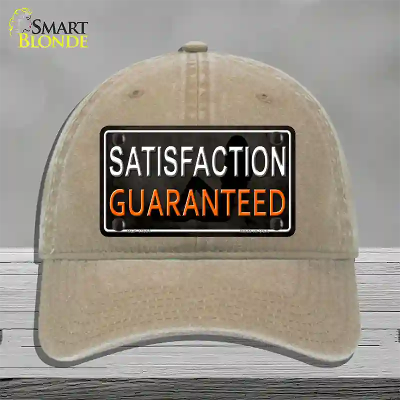 Satisfaction Guaranteed Novelty License Plate Hat Unconstructed Cotton / Khaki