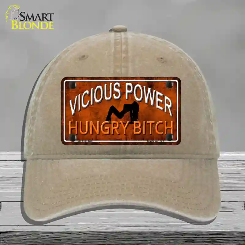 Vicious Power Novelty License Plate Hat Unconstructed Cotton / Khaki