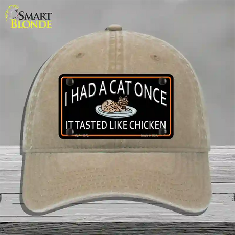 I Had A Cat Once Novelty License Plate Hat Unconstructed Cotton / Khaki