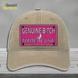 Genuine Bitch Made In USA Novelty License Plate Hat Unconstructed Cotton / Khaki