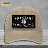 No Club Lone Wolf Novelty License Plate Hat Unconstructed Cotton / Khaki