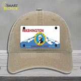 Washington Seal And State Novelty License Plate Hat Unconstructed Cotton / Khaki