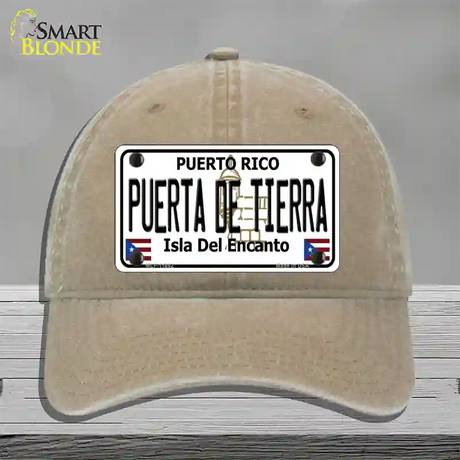 Puerta De Tierra Puerto Rico Novelty License Plate Hat Unconstructed Cotton / Khaki