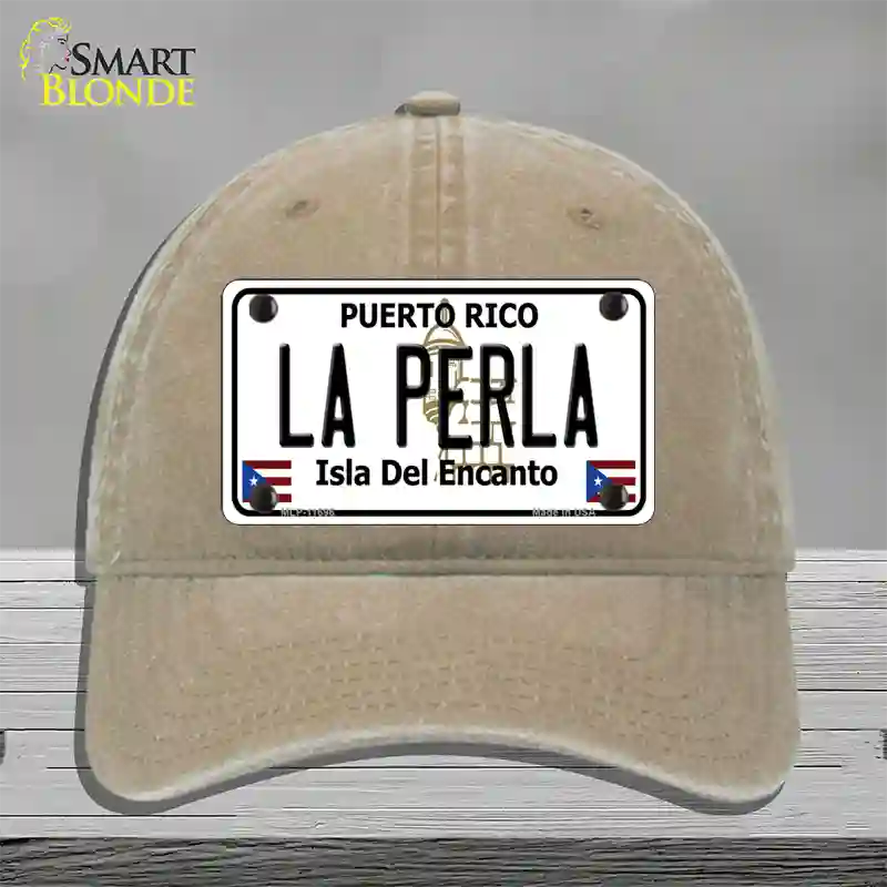 La Perla Puerto Rico Novelty License Plate Hat Unconstructed Cotton / Khaki