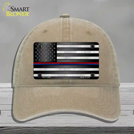 First Responder American Flag Novelty License Plate Hat Unconstructed Cotton / Khaki