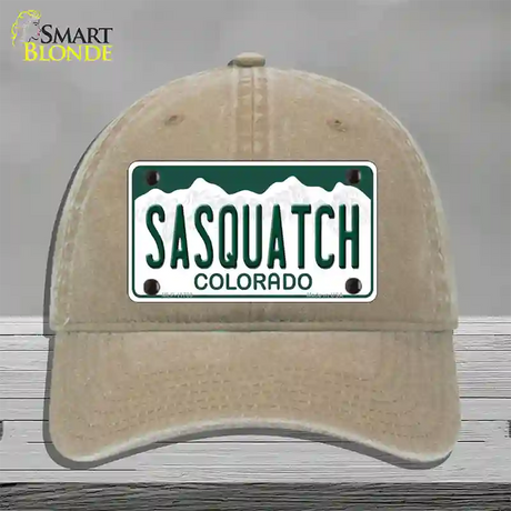 Sasquatch Colorado Novelty License Plate Hat Unconstructed Cotton / Khaki