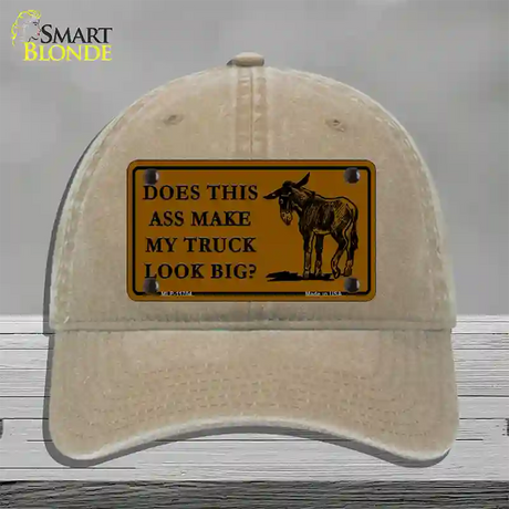 Does This Ass Novelty License Plate Hat Unconstructed Cotton / Khaki