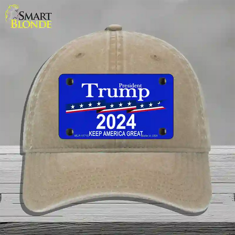 President Trump 2024 Novelty License Plate Hat Unconstructed Cotton / Khaki