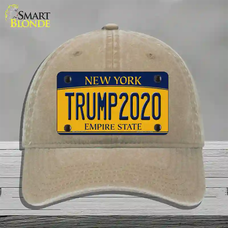 Trump 2020 New York Novelty License Plate Hat Unconstructed Cotton / Khaki