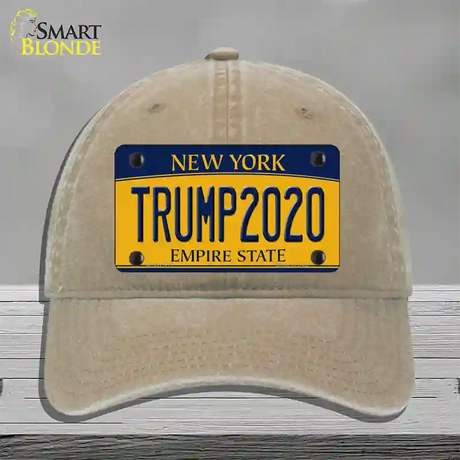 Trump 2020 New York Novelty License Plate Hat Unconstructed Cotton / Khaki