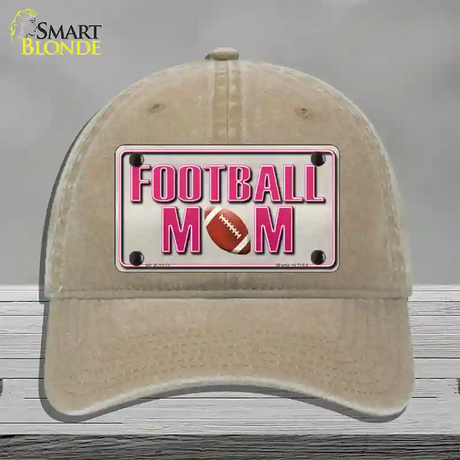 Football Mom Novelty License Plate Hat Unconstructed Cotton / Khaki