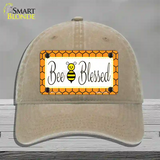 Bee Blessed Simple Novelty License Plate Hat Unconstructed Cotton / Khaki