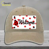 Welcome Ladybug Novelty License Plate Hat Unconstructed Cotton / Khaki