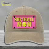 Softball Mom Novelty License Plate Hat Unconstructed Cotton / Khaki