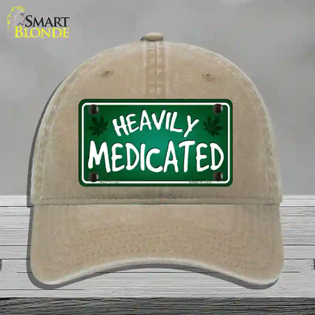 Heavily Medicated Novelty License Plate Hat Unconstructed Cotton / Khaki