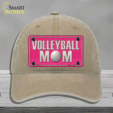 Volleyball Mom Novelty License Plate Hat Unconstructed Cotton / Khaki