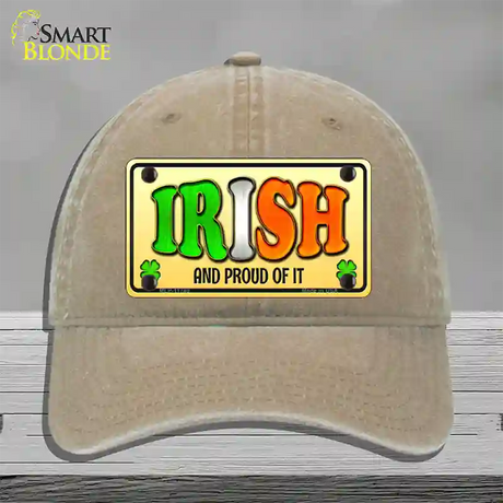 Irish and Proud Novelty License Plate Hat Unconstructed Cotton / Khaki