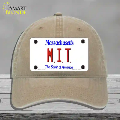 MIT Massachusetts State Novelty License Plate Hat Unconstructed Cotton / Khaki