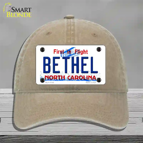 Bethel North Carolina State Novelty License Plate Hat Unconstructed Cotton / Khaki