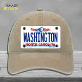 Washington North Carolina State Novelty License Plate Hat Unconstructed Cotton / Khaki