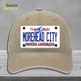 Morehead City North Carolina State Novelty License Plate Hat Unconstructed Cotton / Khaki