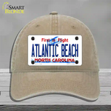 Atlantic Beach North Carolina State Novelty License Plate Hat Unconstructed Cotton / Khaki