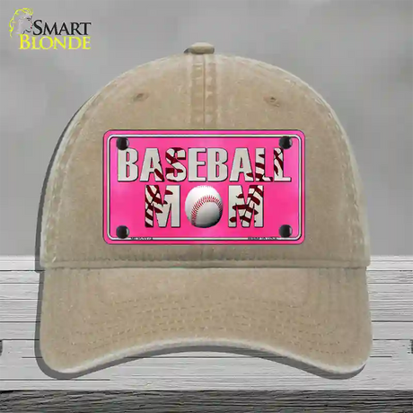 Baseball Mom Novelty License Plate Hat Unconstructed Cotton / Khaki